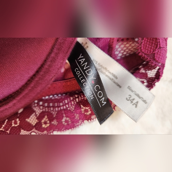 NWOT Yandy Burgundy high neck lace bra - Picture 8 of 12